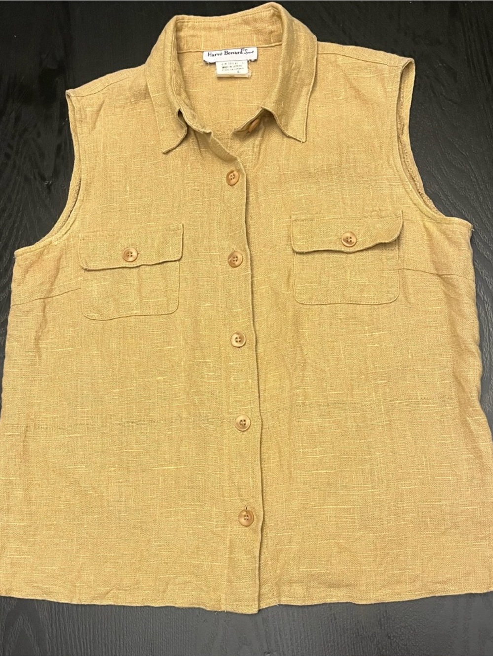 Harve Benard Sport 100% Linen Vest Shirt Size 6